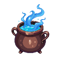 cauldron copper small simmering blue potion