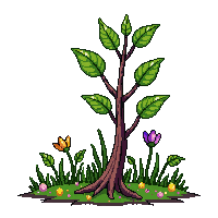 nature wizard staff living wood green leaves bloom