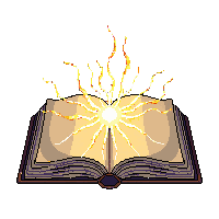 open spell book pages glowing golden light magic