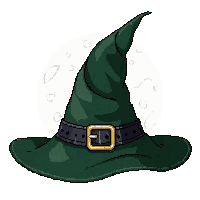 witch hat tall pointed black buckle green