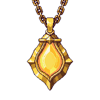 wizard amulet golden chain glowing gem pendant