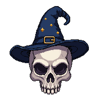 wizard hat tall pointed dark skull emblem