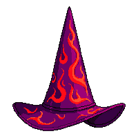 wizard hat tall pointed red flame pattern